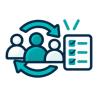 Sechs Icons für Systemintegration, Dokumentenverarbeitung, KI, Workflow-Automatisierung, Zusammenarbeit und Prozessüberwachung.